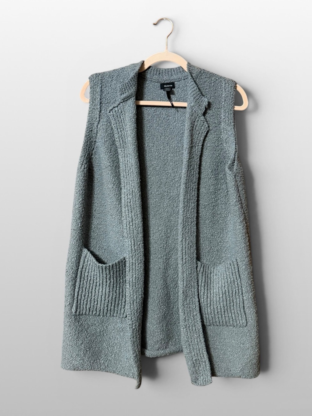 Modena Cozy Boucle Sweater Vest Womens One Size Gray Open Front Cardigan